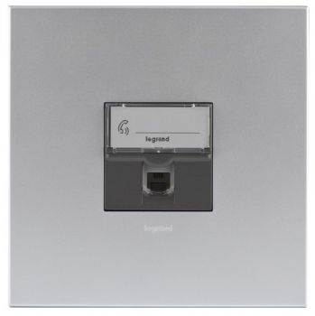 Legrand Arteor PST44MSA Single Telephone Socket 4X4 Soft Aluminium/Magnesium 