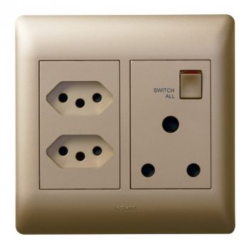 Legrand Ysalis PY701125CHA New Double Socket Monobloc 4X4 Champagne