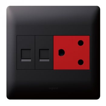Legrand Ysalis PYDEDA44BLK Dedicated Socket + Data X 2 4X4 Black