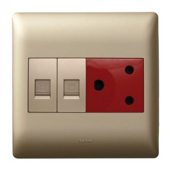 Legrand Ysalis PYDEDA44CHA Dedicated Socket + Data X 2 4X4 Champagne
