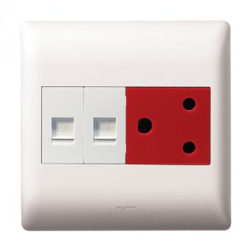 Legrand Ysalis PYDEDA44WHT Dedicated Socket + Data X 2 4X4 White