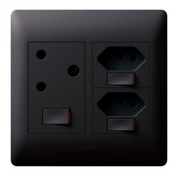 Legrand Ysalis PYNOS44BLK New + Double Socket Switched 4X4 Black