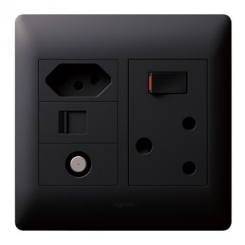 Legrand Ysalis PYONTVD44BLK Old/New Socket + TV + Data 4X4 Black