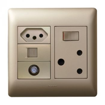 Legrand Ysalis PYONTVD44CHA Old/New Socket + TV + Data 4X4 Champagne