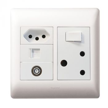 Legrand Ysalis PYONTVD44WHT Old/New Socket + TV + Data 4X4 White
