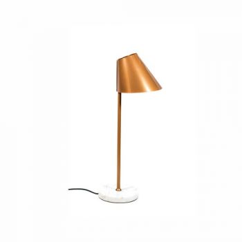 Limlux 950 Marble GU10 Slant Table Lamp with cordset through switch Copper