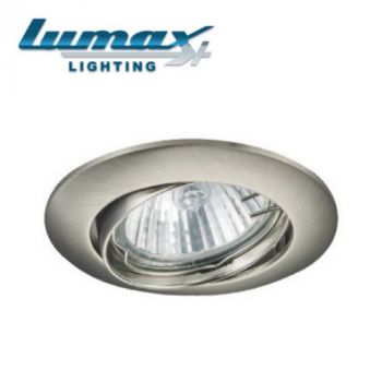 Lumax Lighting Downlight LUM-ATC75 Round Aluminium Downlight 230V Satin Chrome Tilt with GU10 Lampholder