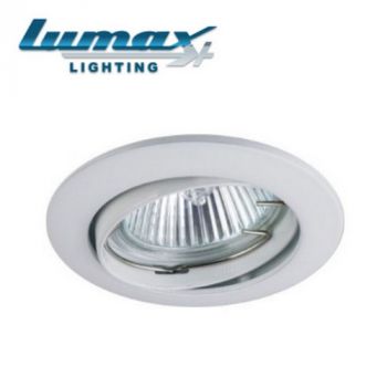 Lumax Lighting Downlight LUM-ATW75 Round Aluminium Downlight 230V Shiny White Tilt with GU10 Lampholder