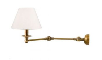 Mabibuch MP31877 Portland Industrial Swing-Arm Wall Light In Antique Brass Lamp Shade Excluded