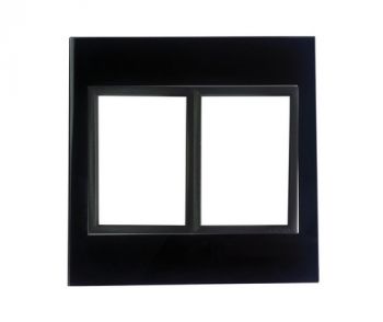 Onesto Matrix BGB-MXG-4002W 4 x 4 1+1 Lever Yoke Black Glass And Black Bezel