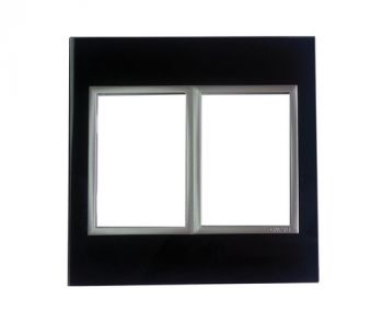 Onesto Matrix BGT-MXG-4002W 4 x 4 1+1 Lever Yoke Black Glass And Titanium Bezel