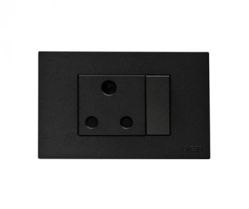 Onesto Matrix BK-MXP-2001H 16A Single Switched Socket 4 x 2 Outlet Horizontal Black