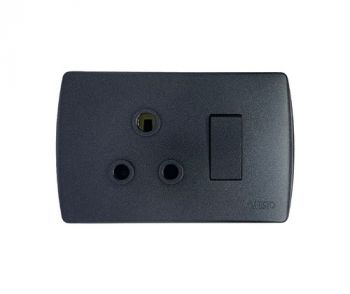 Onesto Trinity BK-TSP2001H 4X2 Single Switched Socket Horizontal Black Econo Type