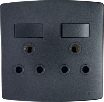 Onesto Trinity BK-TSP4002 4X4 Double Switched Socket Outlet Black Econo Type
