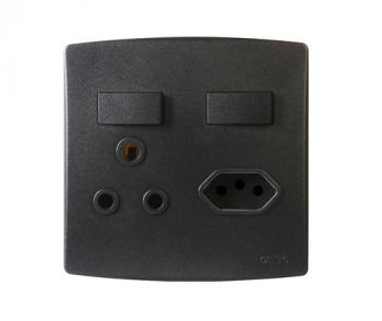 Onesto Trinity BK-TSP4011 4X4 Single Switched Socket + 3 Pin Za Plug Socket Black