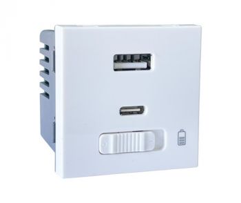 Onesto Matrix MXM-C001 3A 1 X Usb Type-C With Quick Charge, 1 X 5V 3A Usb 3.0 Switched Socket Module 2 x Small Module White