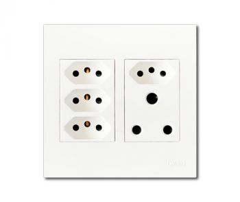 Onesto MXP-4005EUU 4 X 16A Single Unswitched Slimline Socket 4 X 4 Outlet, Vertical, Monoblock White