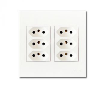 Onesto MXP-4006E 6 X 16A Slimline Socket (New Za Plug Socket) 4 X 4, Monoblock White