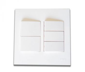 Onesto Matrix MXS-4051 4 x 4 16A 5 Lever 1 Way 2 Medium Switches, 3 Small Switches White