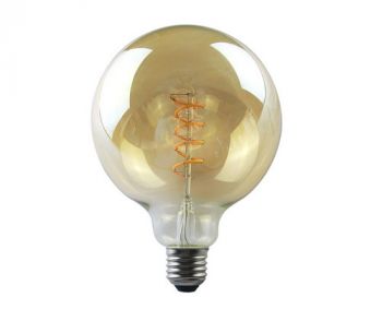 MCE Electric OL-G125-5W-D-GD Led Dimmable Gold Spiral Filament Bulb Warm White