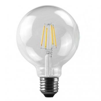MCE Electric OL-G95-5W-D-T Led Dimmable Transparent Straight Filament Bulb Warm White