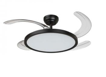 Olite OLF-3CCT-SRDIM-MBL Midnight Black 42 Inch Slim Retractable 4 Blade Fan 3CCT Light Dimmabl