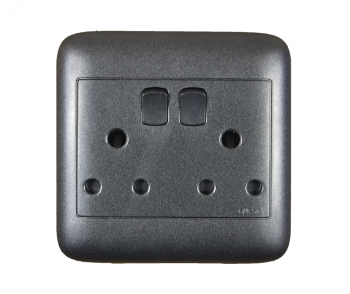 Onesto Oracle ONP4002BK 4X4 Double Black Switch Socket