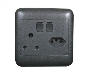 Onesto Oracle ONP4011BK 4X4 Single+2P Black Switch Socket