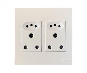Onesto T-MXP-4002EUU 2 X 16A Slimline Socket (New Za Plug Socket) 4 X4 Single Unswitched Socket Outlet Vertical Monoblock - Quick Connection White