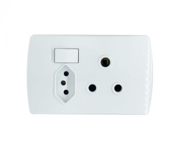 Onesto Trinity TSP2012 4X2 16A 3Pin Sa Socket + 3Pin Za Plug Socket Horizontal White