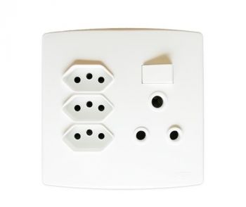 Onesto Trinity TSP4013 4X4 16A 3Pin Switched Socket + 3 X 3Pin Za Plug Switched Socket White