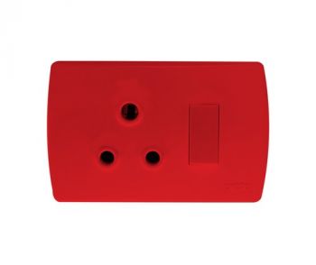 Onesto Trinity TSPD2001H 4X2 Single Dedicated Switched Socket Horizontal Red