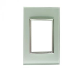 Onesto Matrix WGT-MXG-2003 4 x 2 3 Lever Yoke White Glass And Titanium Bezel