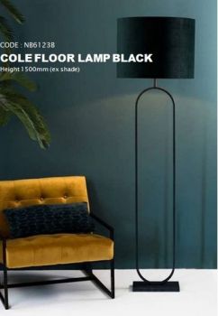 Noldenbros NB6123B Cole Floor Lamp Black (Lamp Shade Not Included)