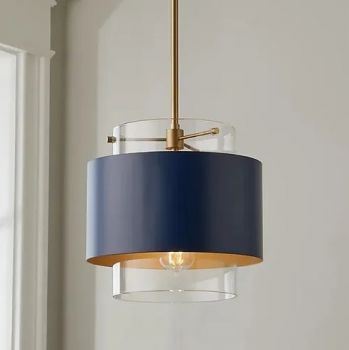 Noldenbros RG10371 Yossi Glass and Metal Pendant Black and Gold