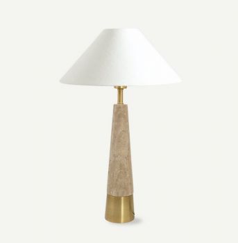 Noldenbros RG10516 Travertine & Brass Lamp (Lamp Shade Not Included)