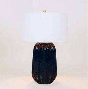 Noldenbros RG10690LS Pepino Ceramic Lamp - Navy With White Linen Shade