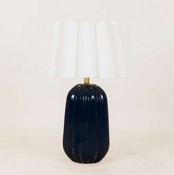 Noldenbros RG10690WS Pepino Ceramic Lamp - Navy With White Scallop Shade