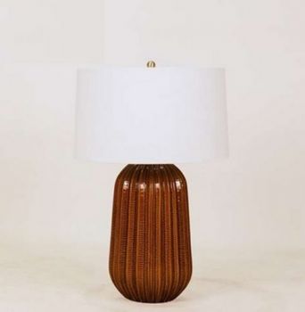 Noldenbros RG10691LS Pepino Ceramic Lamp - Rust With White Linen Shade