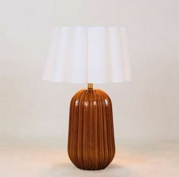 Noldenbros RG10691WS Pepino Ceramic Lamp - Rust With White Scallop Shade