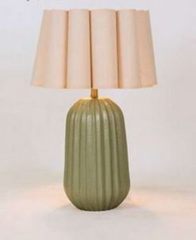 Noldenbros RG10692NS Pepino Ceramic Lamp - Sage With Natural Scallop Shade