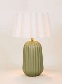 Noldenbros RG10692WS Pepino Ceramic Lamp - Sage With White Scallop Shade