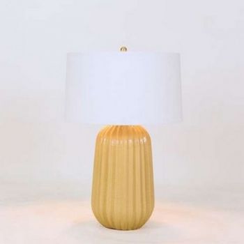 Noldenbros RG10693LS Pepino Ceramic Lamp - Yellow With White Linen Shade