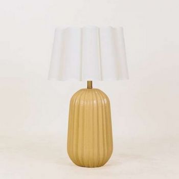 Noldenbros RG10693WS Pepino Ceramic Lamp - Yellow With White Scallop Shade