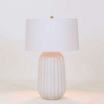 Noldenbros RG10694LS Pepino Ceramic Lamp - White With White Linen Shade