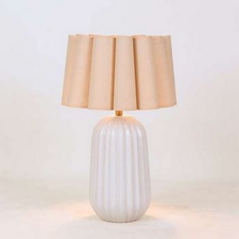 Noldenbros RG10694NS Pepino Ceramic Lamp - White With Natural Scallop Shade