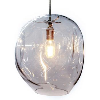 Ngwenya Glass ORB-C-BH Medium Organic Glass Pendant Light Orb - Hole at Bottom with Suspension Kit (Multiple Suspension Kit Colours/Finishes)
