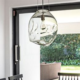 Ngwenya Glass ORB-C Medium Organic Glass Pendant Light Orb - Hole at Top with Suspension Kit (Multiple Suspension Kit Colours/Finishes)