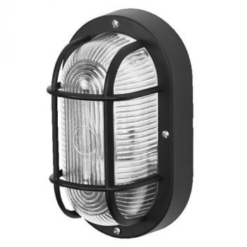 Osram/LEDVANCE E27 Bulkhead Fitting Oval 210mm 1x Lamp IP44 Black