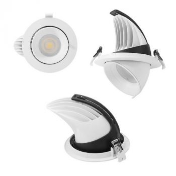 Pioled HD020 35W Mario LED Recessed Round Tilt Downlight 3CCT Cut 150